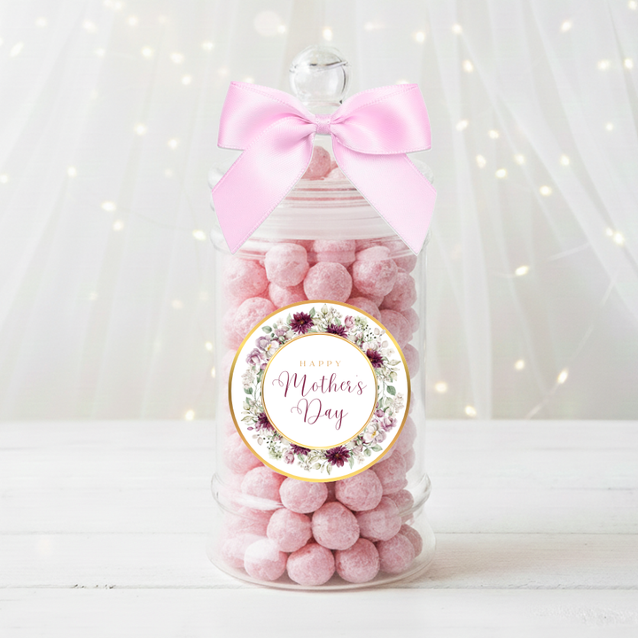 Label Sticker Circle - pack of 5 - Happy mothers day burgundy flower - Crafty Mood