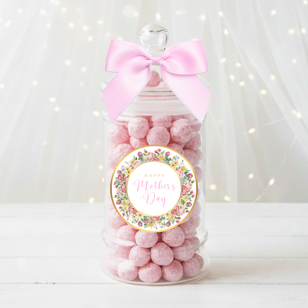 Label Sticker Circle - pack of 5 - Happy mothers day spring flower - Crafty Mood