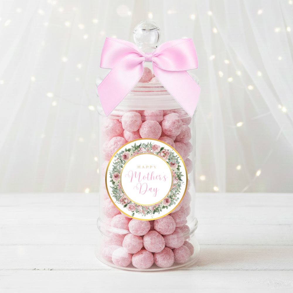 Label Sticker Circle - pack of 5 - Happy mothers day pink tea rose - Crafty Mood