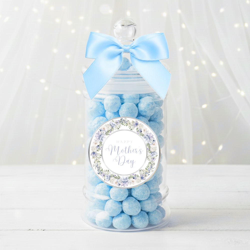 Label Sticker Circle - pack of 5 - Happy mothers day bloom baby blue flower - Crafty Mood