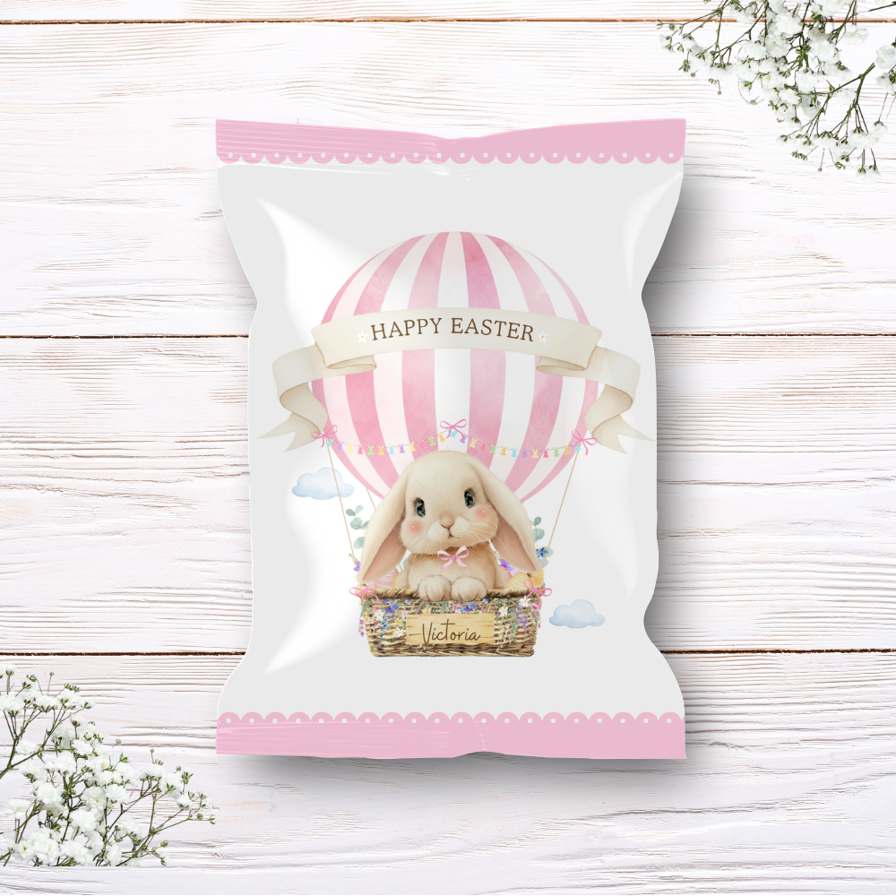 Printed range - Treat package - pink - bunny rabbit hot air balloon easter - Crafty Mood