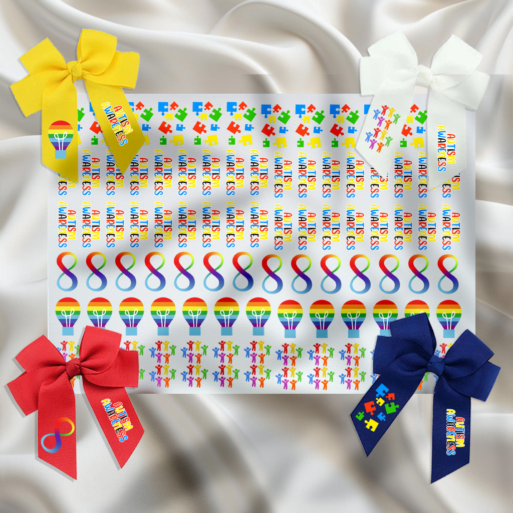 Autism Awareness - DTF hair bow transfer A4 sheet