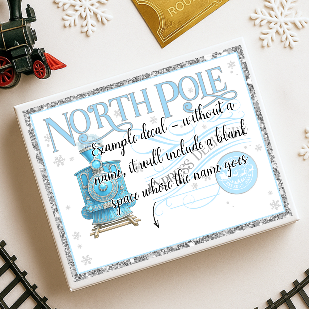 Sticker decal - Navy winter  polar express train for Magnetic topper box