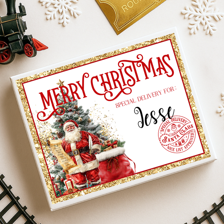 Sticker decal - Santa Merry Christmas nice list for Magnetic topper box
