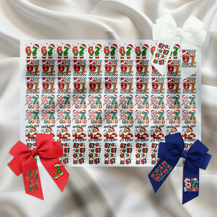 67 six seven meme - DTF hair bow transfer A4 sheet