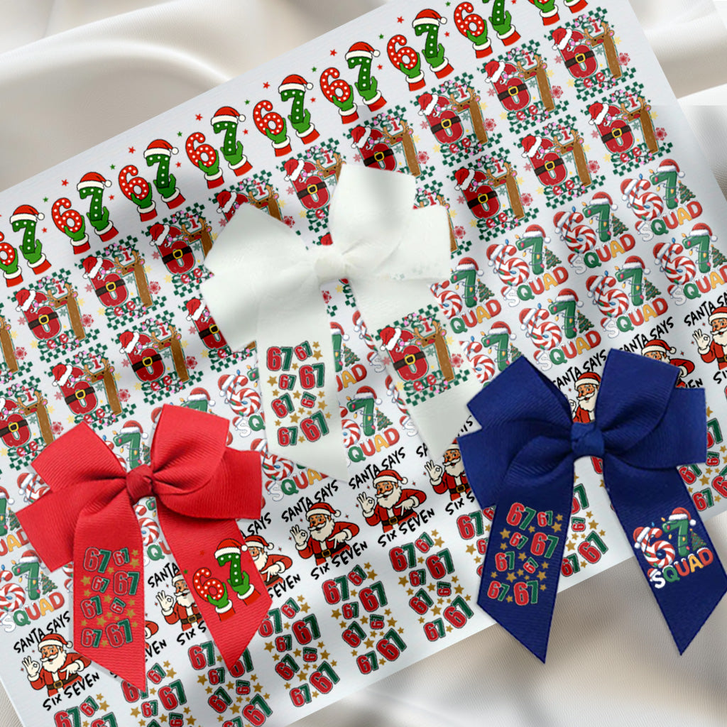 67 six seven meme - DTF hair bow transfer A4 sheet