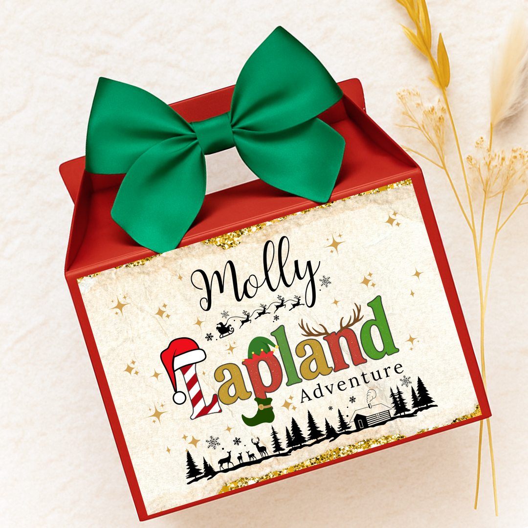Label Sticker Party treat box - lapland north pole vintage