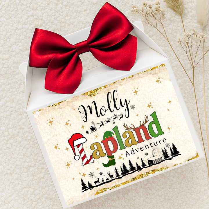 Label Sticker Party treat box - lapland north pole vintage