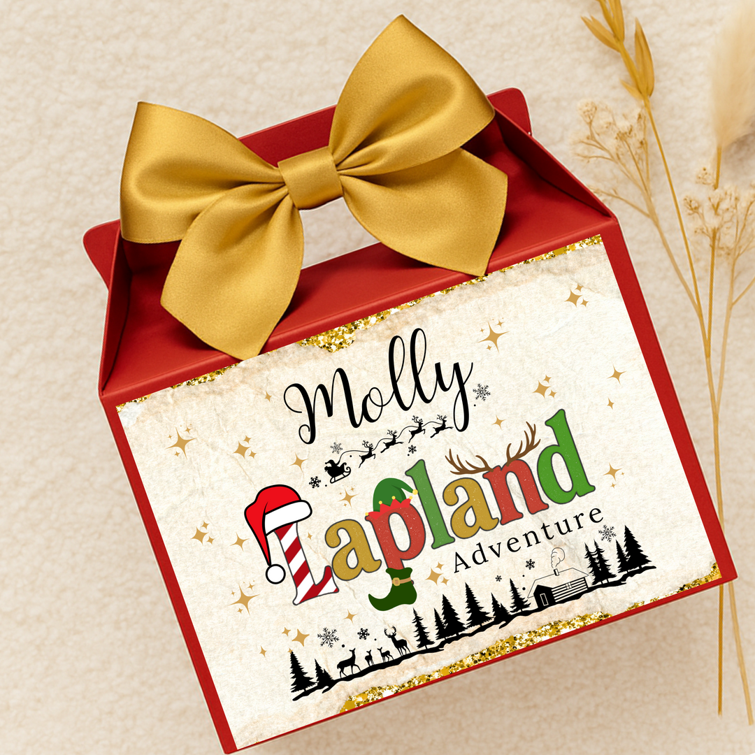 Label Sticker Party treat box - lapland north pole vintage
