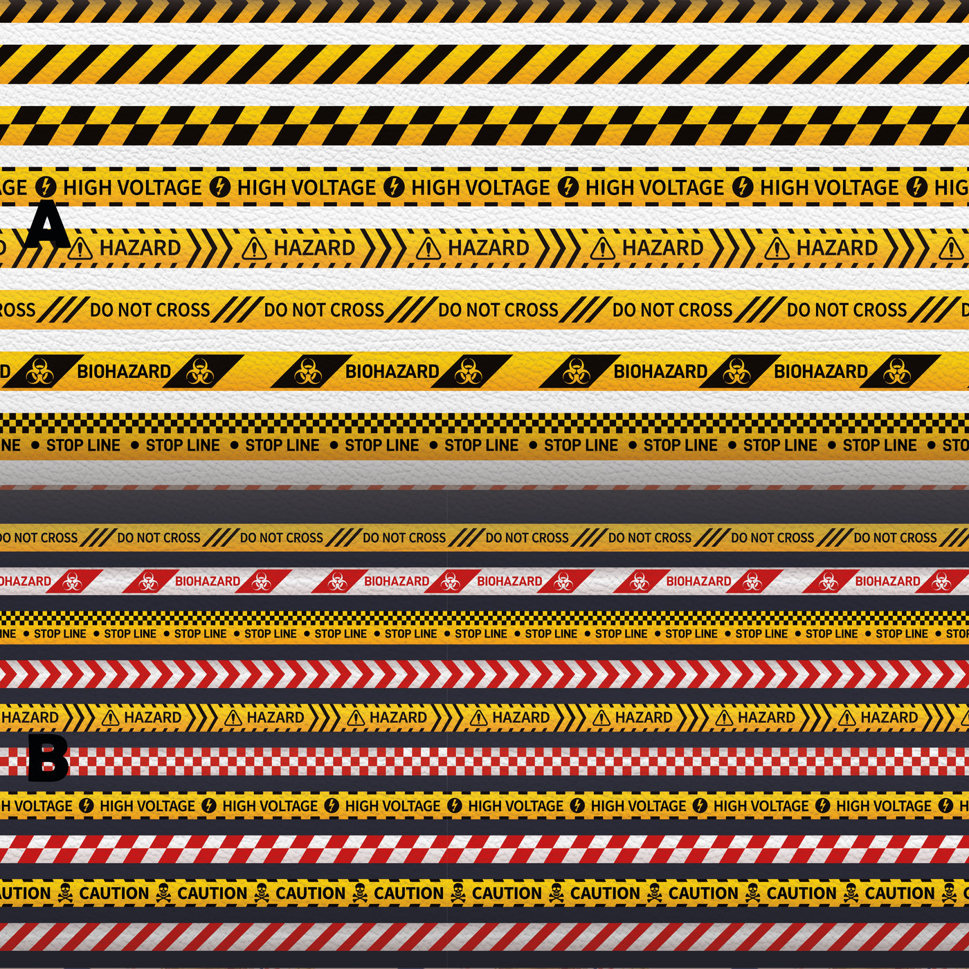 Caution Tape Hazard Warning Construction Fabric - Pu Leather vinyl - canvas - choose Fabric material Sheets