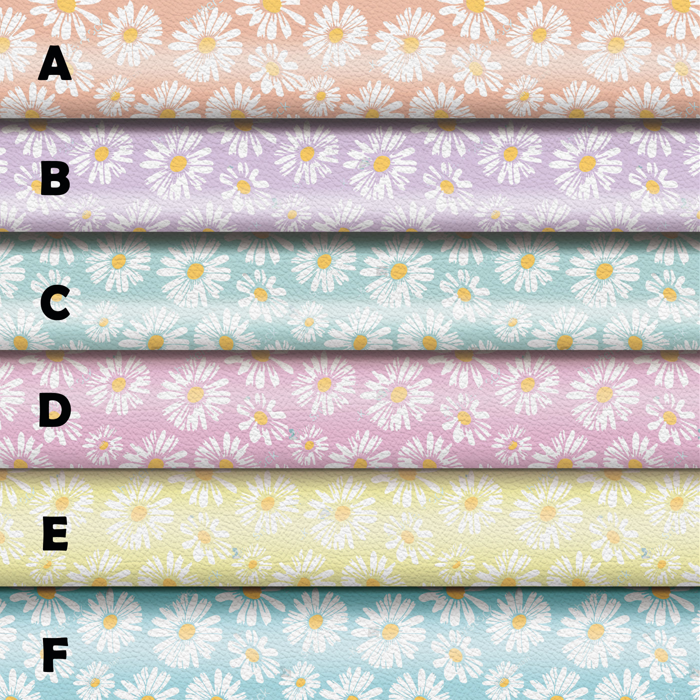 daisy pastel flower   - Pu Leather vinyl - canvas - choose Fabric material Sheets