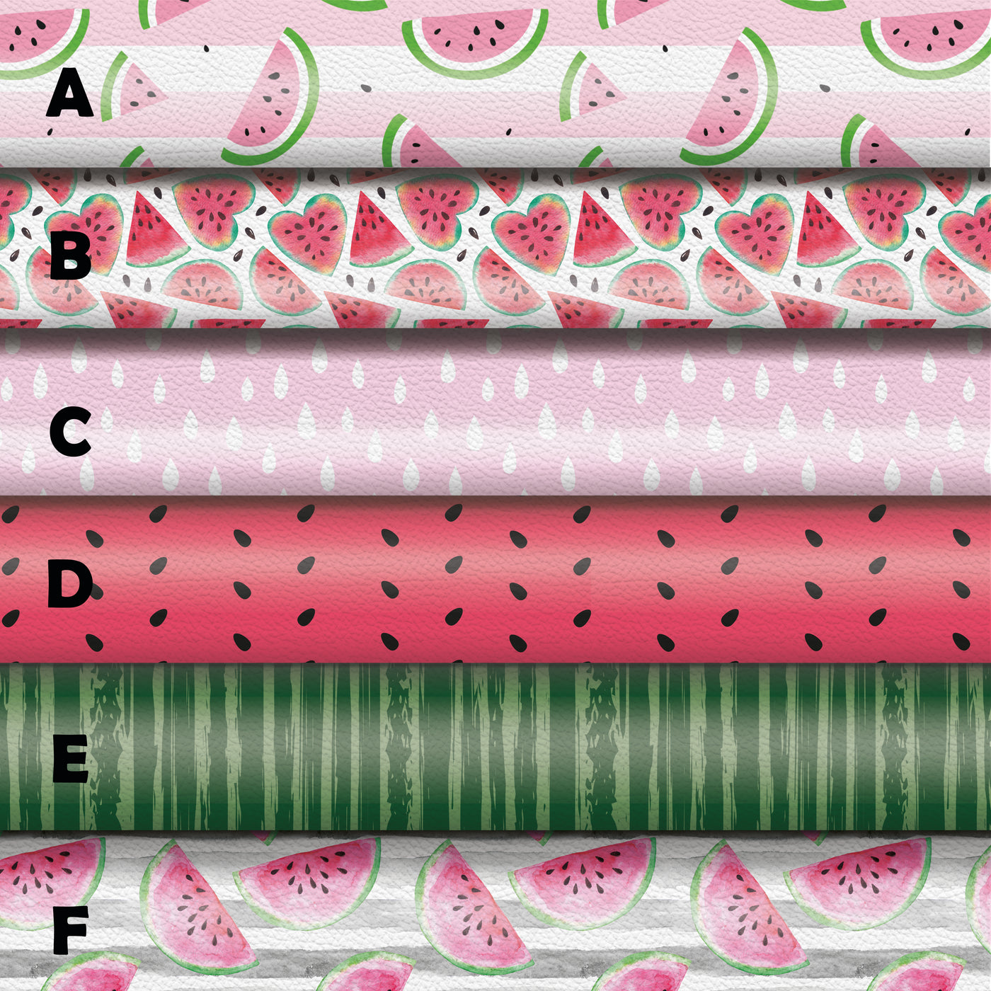 watermelon summer stripes   - Pu Leather vinyl - canvas - choose Fabric material Sheets