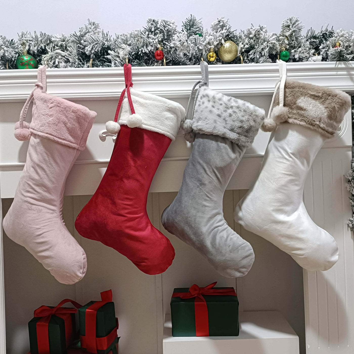 Pompom Velvet Christmas Stockings