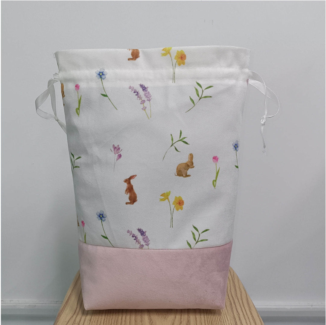 Easter bunny rabbit velvet drawstring sack - Plain