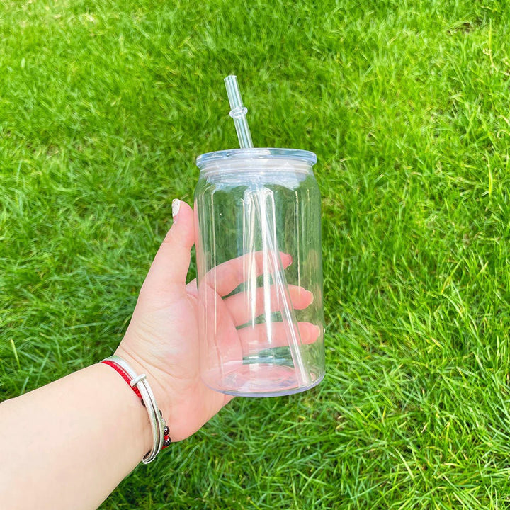 Plastic 16oz Beer Cup Clear with Clear lid and plastic straw Libbey