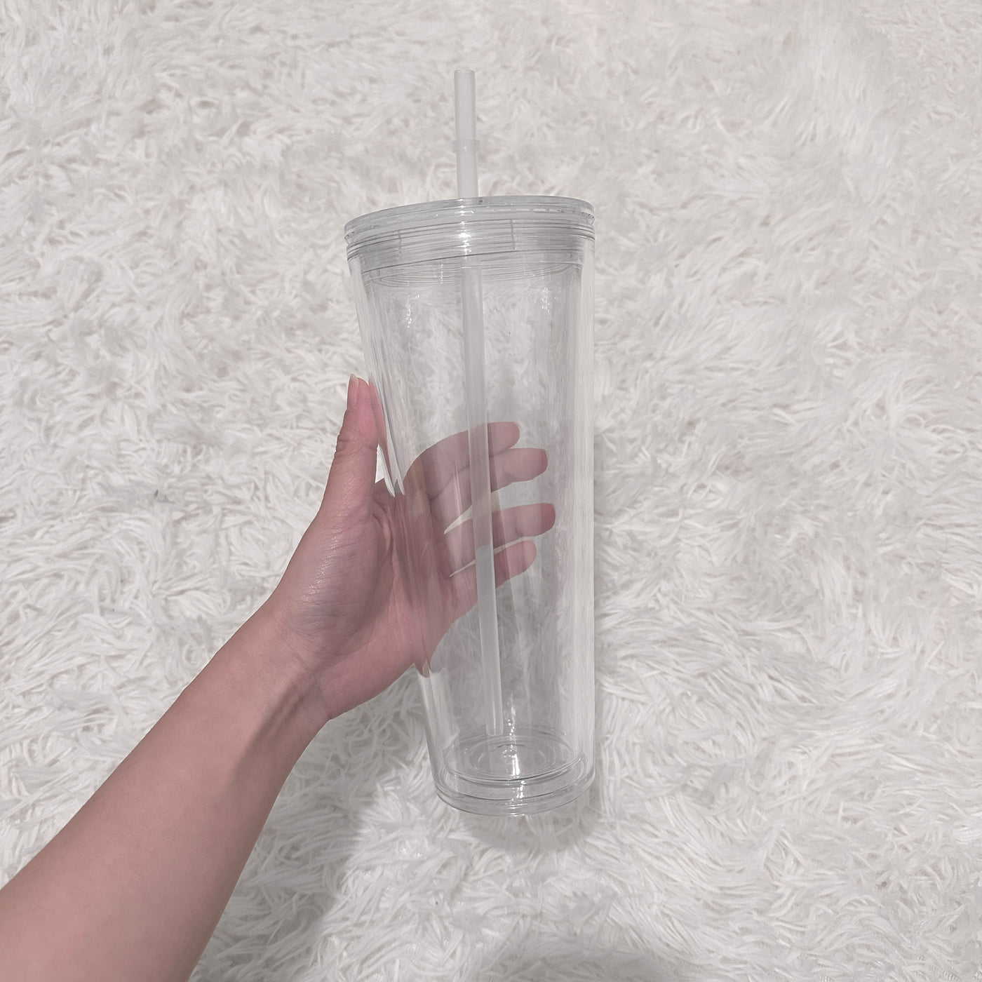 Snowglobe Double Wall Clear Insulated Pre Drilled  Tumbler - 24oz