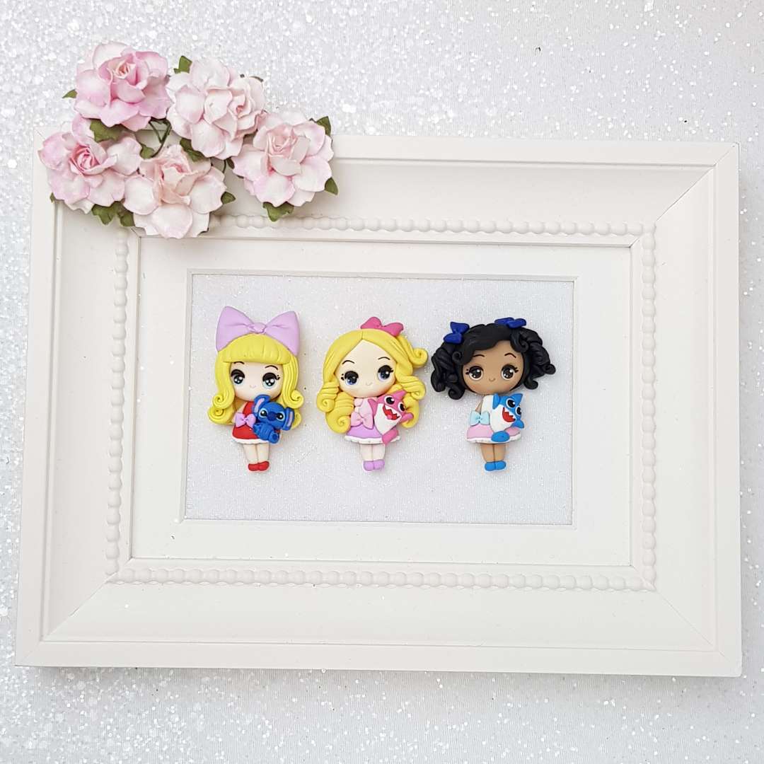 Girl and Her Pet - Embellishment Clay Bow Centre - Big Eyes - Crafty Mood
