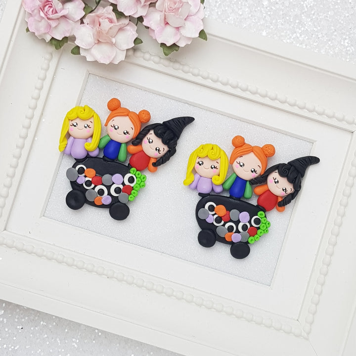Witch - Handmade Flatback Clay Bow Centre - Crafty Mood