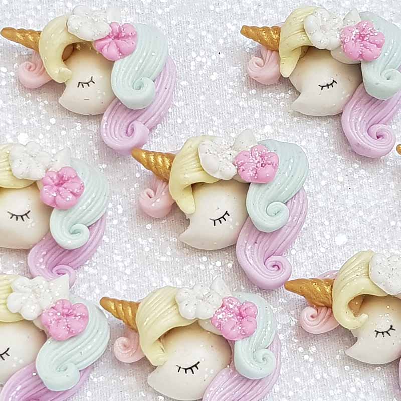 Clay Charm Embellishment - NEW RAINBOW UNICORN HEAD - Crafty Mood