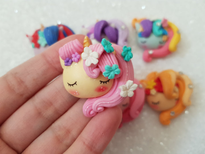 Clay Charm Embellishment - SLEEPY UNICORN PONY - Crafty Mood