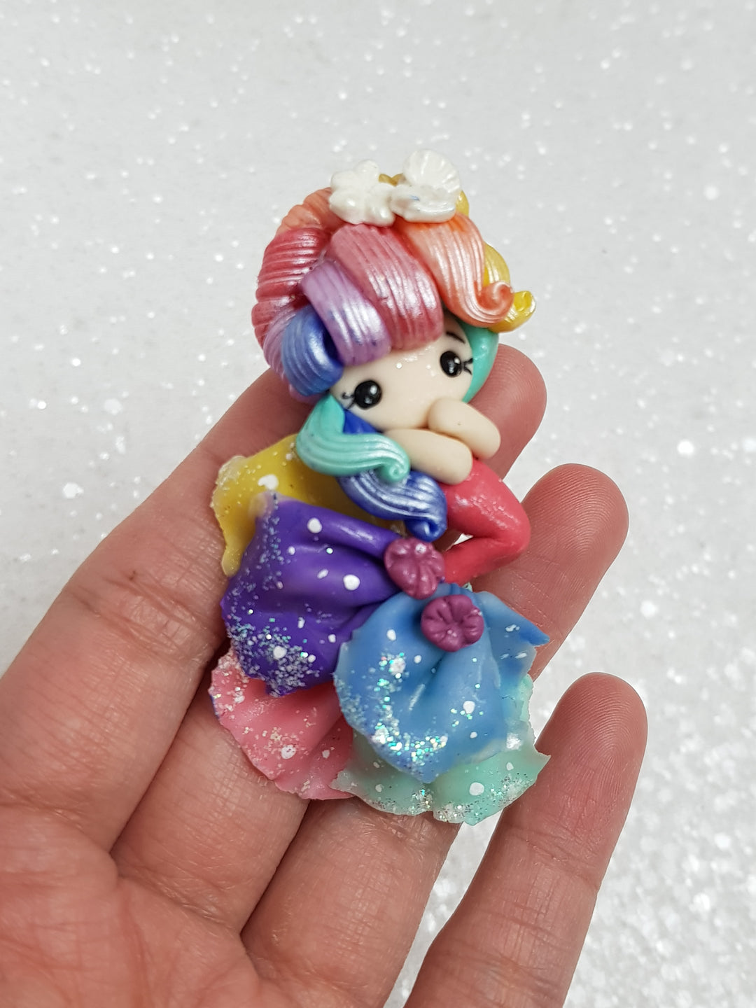 Clay Charm Embellishment - NEW SHIMMER RAINBOW MERMAID - Crafty Mood