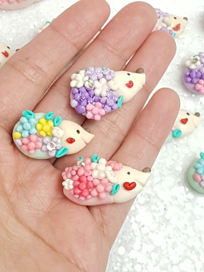 Clay Charm Embellishment - NEW HEDGEHOG in colors - Crafty Mood