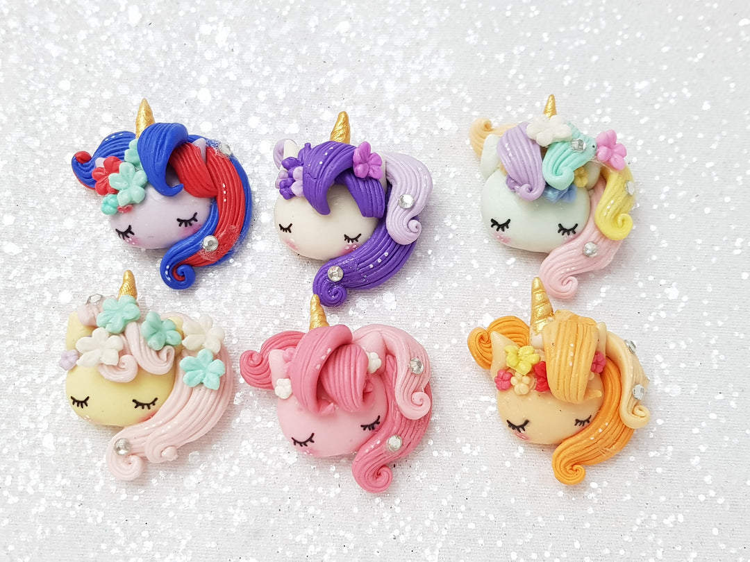 Clay Charm Embellishment - SLEEPY UNICORN PONY - Crafty Mood