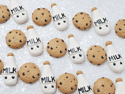 Clay Charm Embellishment - NEW Milk and Cookie set - Crafty Mood