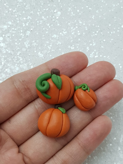 Set of 3 Clay Charm Embellishment - NEW Pumpkins - Crafty Mood