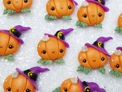 Clay Charm Embellishment - NEW Pumpkin Witch Halloween - Crafty Mood