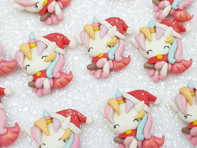 Clay Charm Embellishment - New Santa Unicorn Christmas - Crafty Mood
