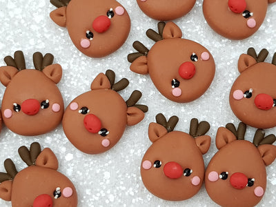 Clay Charm Embellishment - Christmas Deer Rudolf - Crafty Mood