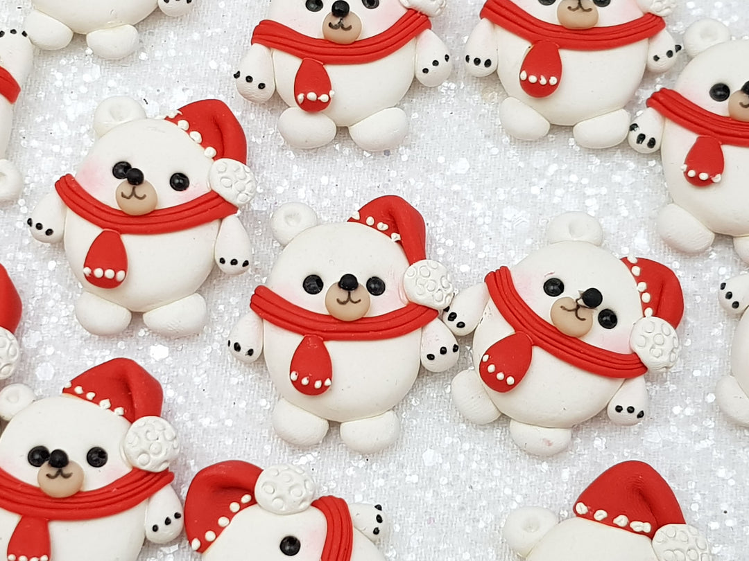 Clay Charm Embellishment - Christmas Bear - Crafty Mood