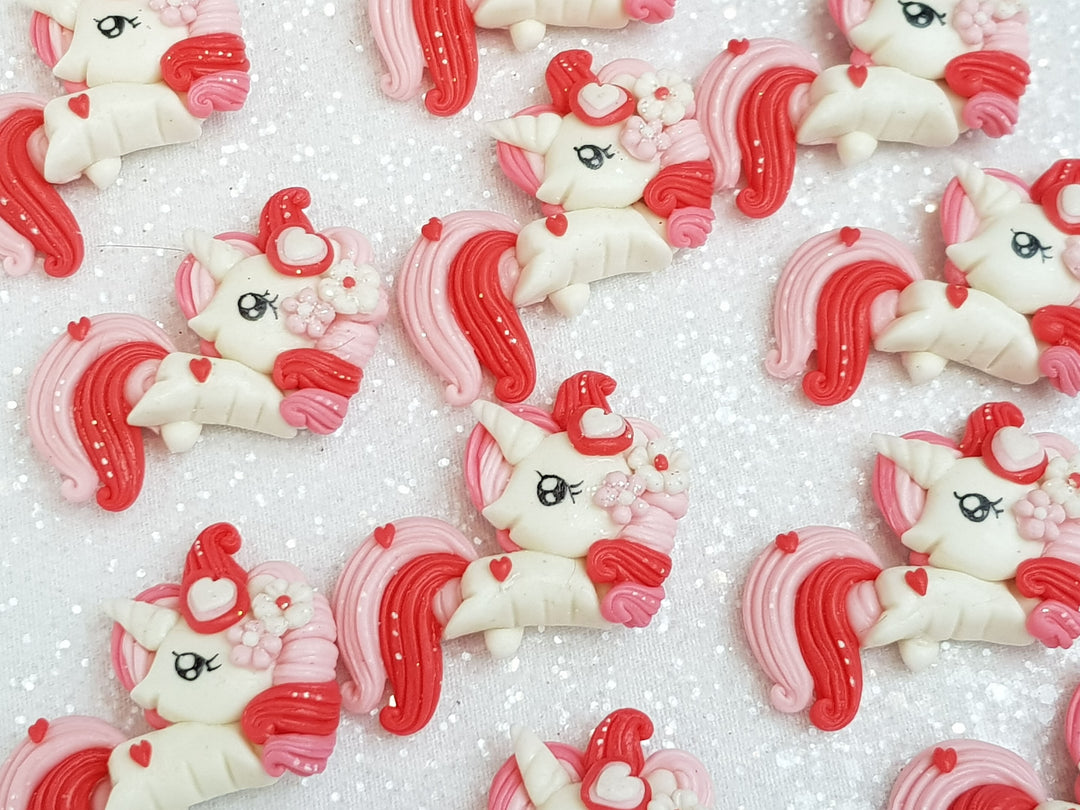 Clay Charm Embellishment - Valentine Unicorn A - Crafty Mood