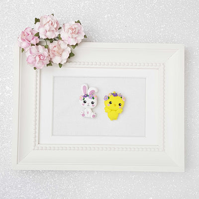 Clay Charm Embellishment - Flower Chick and Bunny - Crafty Mood