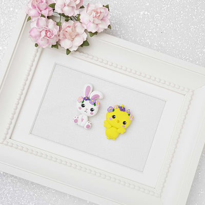 Clay Charm Embellishment - Flower Chick and Bunny - Crafty Mood