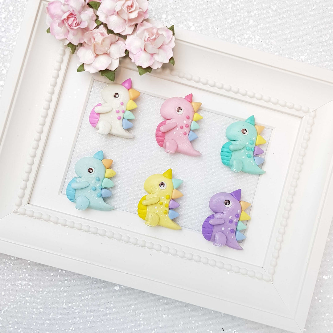 Clay Charm Embellishment - Colorful Dino - Crafty Mood