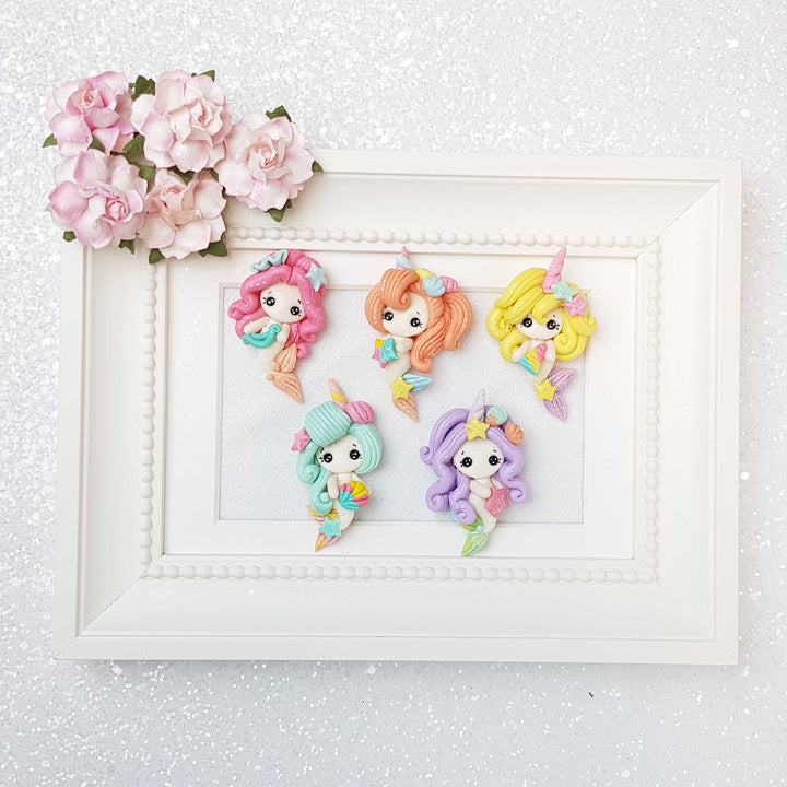 Clay Charm Embellishment - Colourful Mermaid Girls - colour changing - Crafty Mood