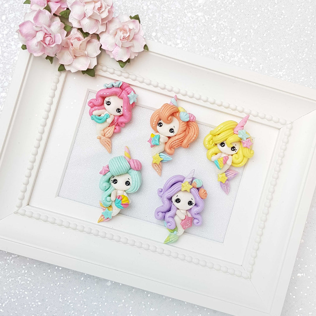 Clay Charm Embellishment - Colourful Mermaid Girls - colour changing - Crafty Mood