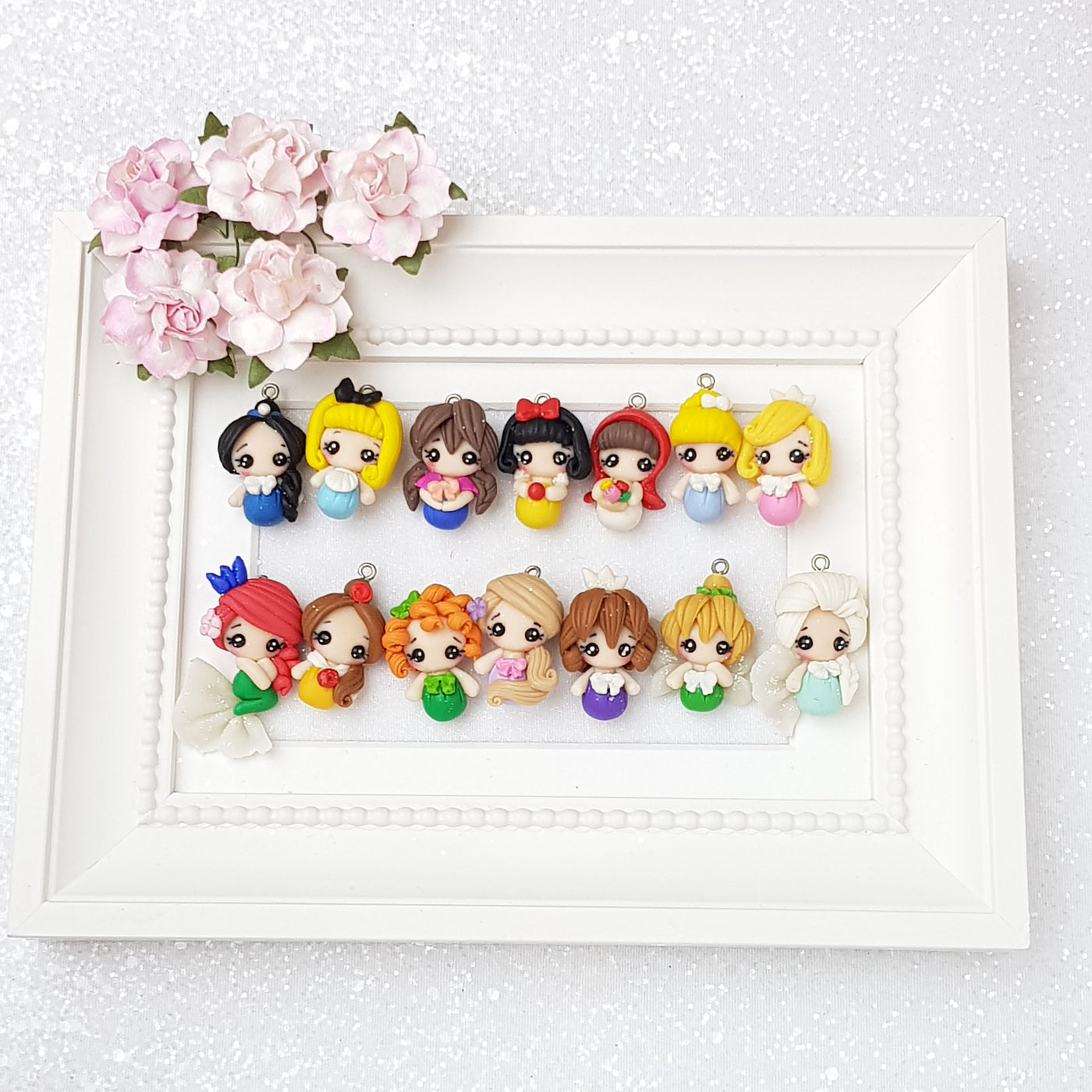 Clay Charm Embellishment - Tiny Princess set 3d with hook and without hook - Crafty Mood