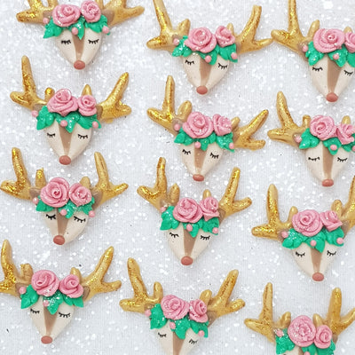 Clay Charm Embellishment - New Sleepy Reindeer Pink - Crafty Mood