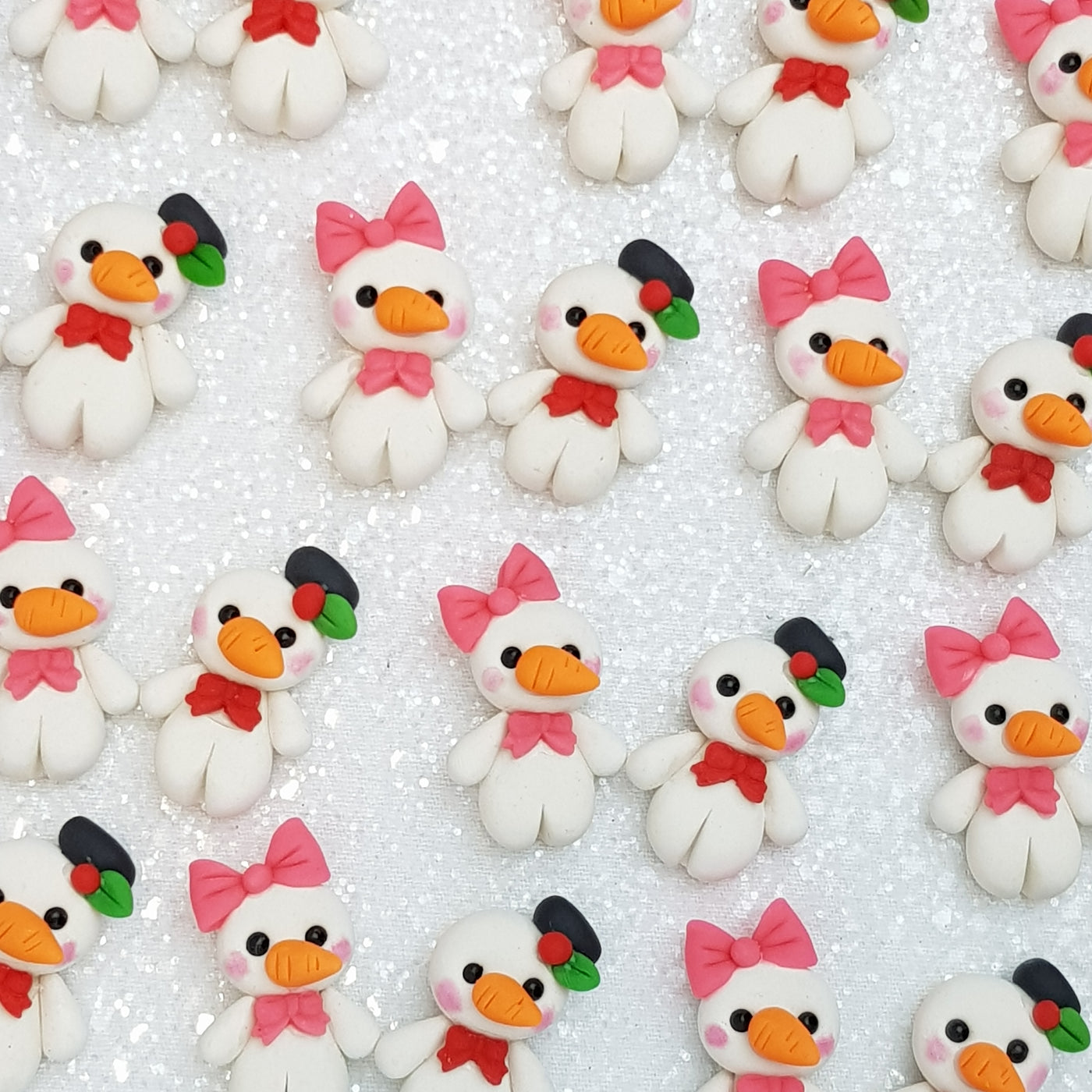 Clay Charm Embellishment - mini snowman - Crafty Mood
