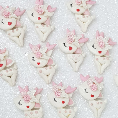 Lovely pink deer - Embellishment Clay Bow Centre - Crafty Mood