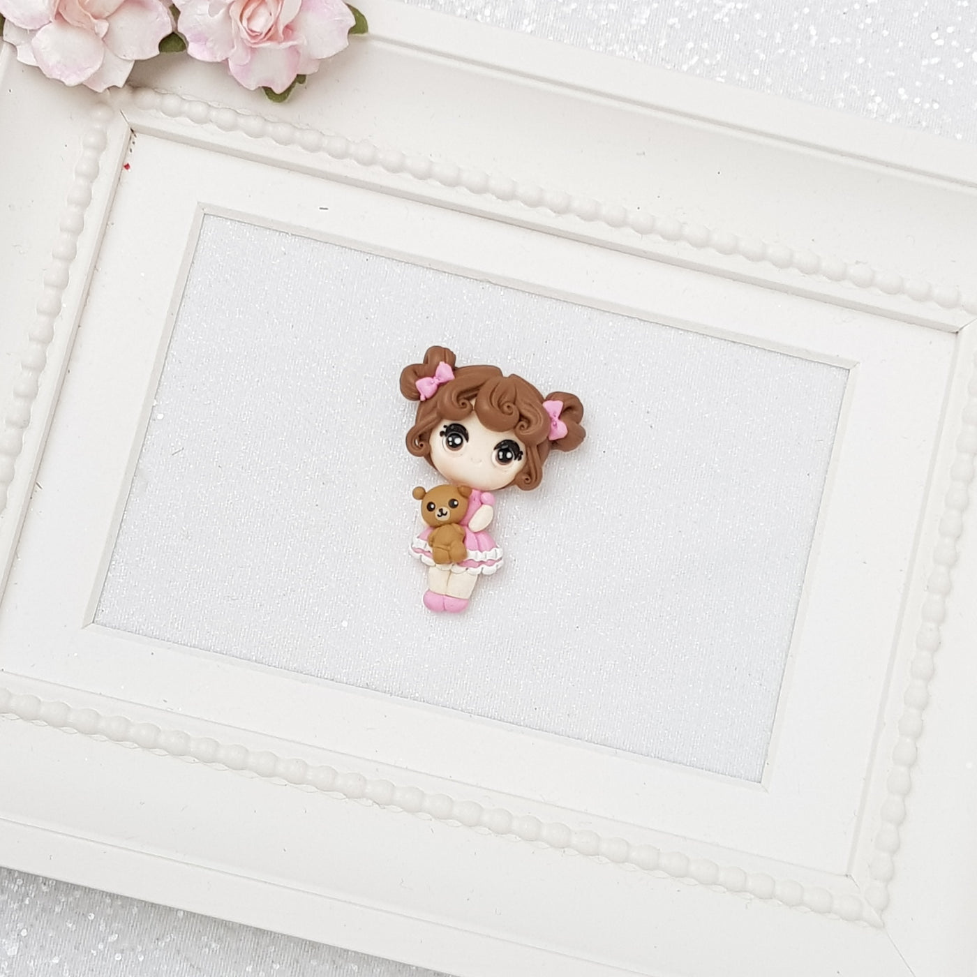 Cute pink girl - Embellishment Clay Bow Centre - Crafty Mood
