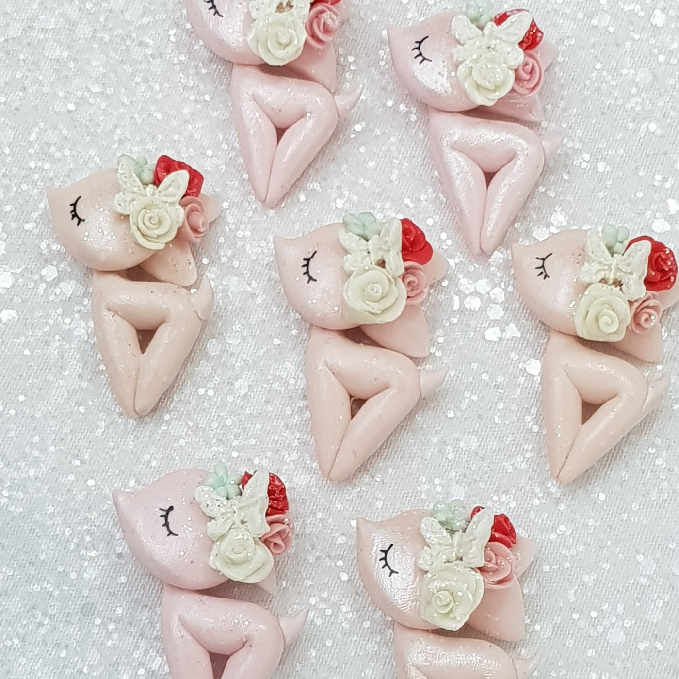 Pink Sleepy Flower Deer - Embellishment Clay Bow Centre - Crafty Mood