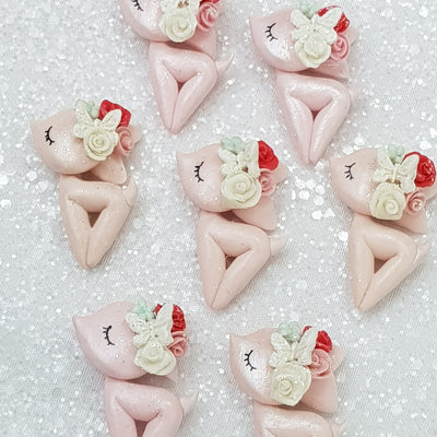 Pink Sleepy Flower Deer - Embellishment Clay Bow Centre - Crafty Mood