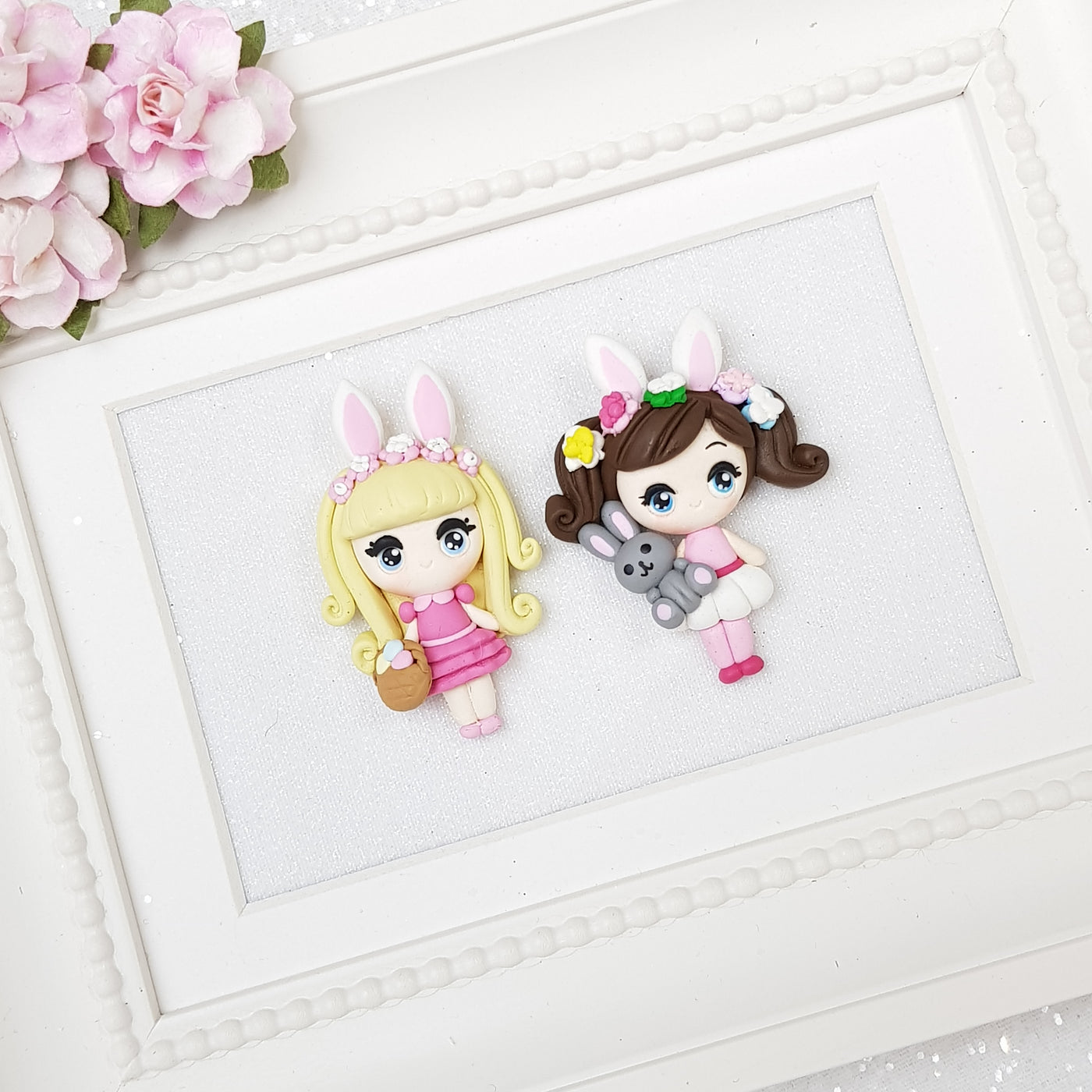 Cute Bunny Girls - Embellishment Clay Bow Centre - Crafty Mood