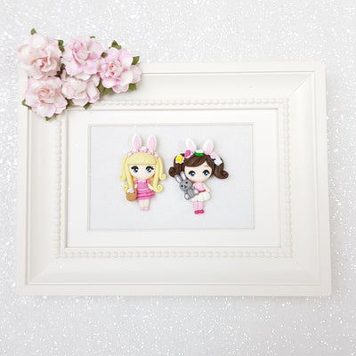 Cute Bunny Girls - Embellishment Clay Bow Centre - Crafty Mood