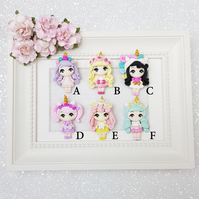 Beautiful Unicorn Girls - Embellishment Clay Bow Centre - Crafty Mood