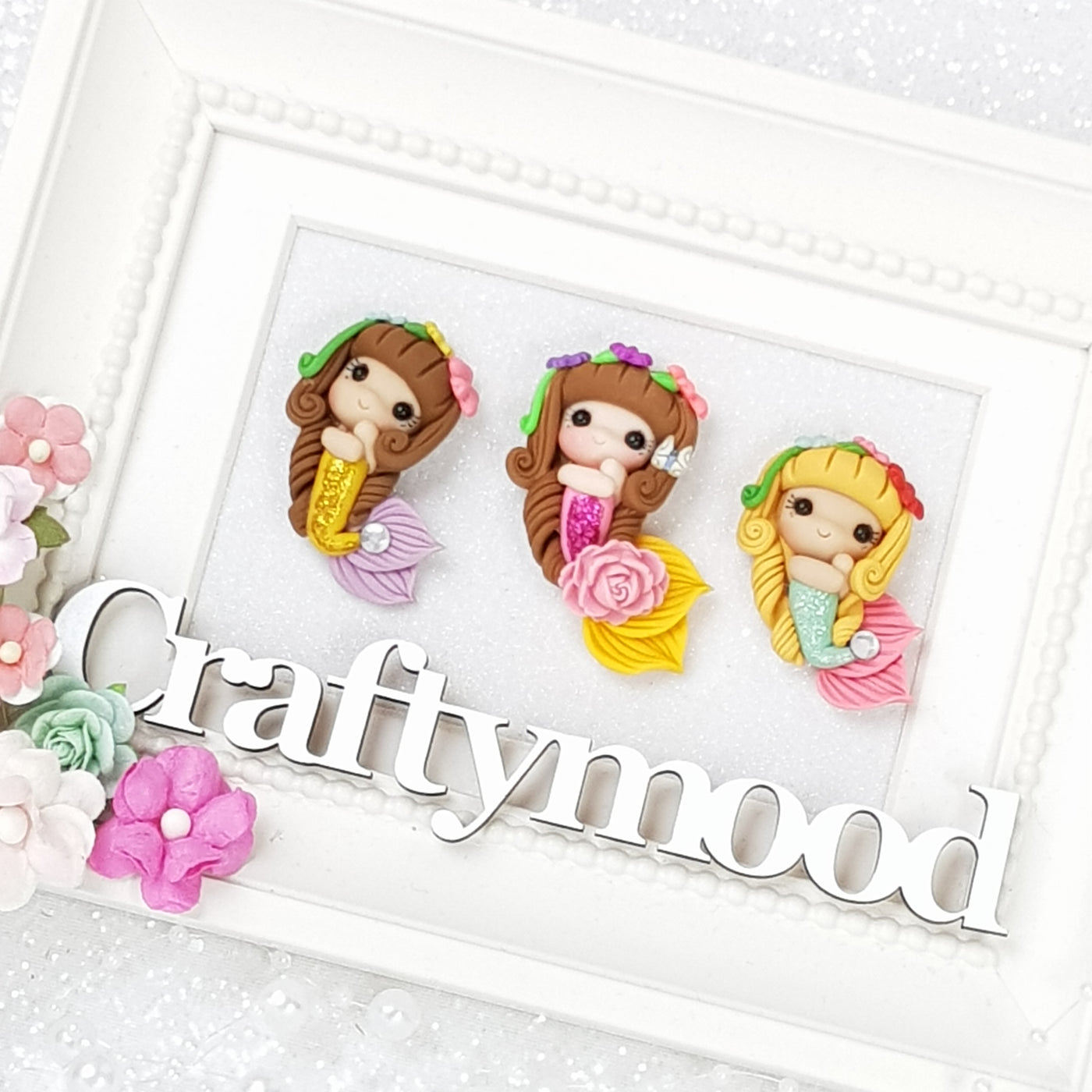 Adorable Mermaids - Handmade Flatback Clay Bow Centre